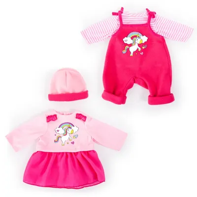 Produktbild von Bayer Design 83819AA  Kleider für Puppen 33-38cm, Hose und Kleid, Babypuppenkleidung, Einhornmotiv