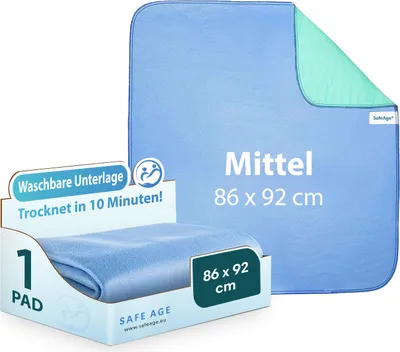 Produktbild von Safe Age® Inkontinenzunterlage waschbar - 86x92cm, Inkontinenz Bettunterlage für Erwachsene, Kinder und Haustiere, wasserdichte Matratzenauflage