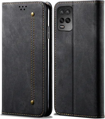 Image de OPPO A54 4G Case, étui portefeuille en cuir avec fermeture magnétique et support pour OPPO A54 4G noir