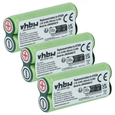 Produktbild von vhbw 3x Akku kompatibel mit Philips 5802X, 5802XL, 5801X, 5801XL, 5616X, 5655X, 5602X, 5615X, 4885XL/A, 5817XL, 4885XL Rasierer (800 mAh, 2,4 V, NiMH)