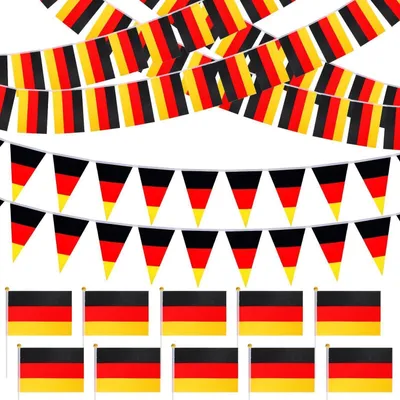 Produktbild von Deutschland Deko Set WM 2026 Girlande Wimpelkette Handfahnen Party Fanartikel
