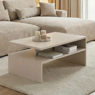 Produktbild von Couchtisch PAULINA 90 x 60 cm, Kaschmir - Moderner Wohnzimmertisch mit praktischer Ablagefläche, Beistelltisch Couch aus robustem Holzwerkstoff, Coffee Table im minimalistischen Design