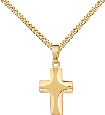 Produktbild von Kleines 585 Goldkreuz  Kettenanhänger für Damen und Kinder. Mit Kette 55 cm