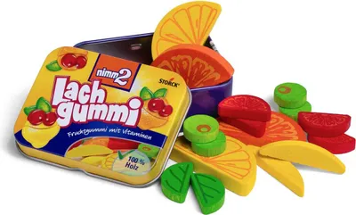 Produktbild von Erzi 14385 Lachgummi aus Holz in der Dose, Kaufladenartikel für Kinder, Rollenspiele