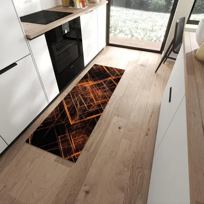 Produktbild von Küchenteppich 60x180cm rutschfest & abwischbar PVC Läufer - Muster des Geometrisches