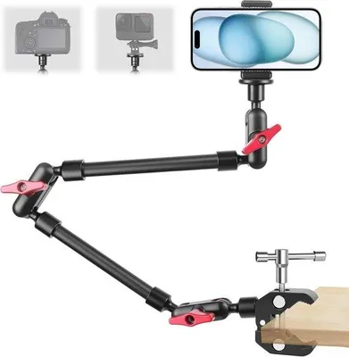 Obrázok produktu pre Ohybné rameno 59 cm, otočné o 360 stupňov, guľová hlava, držiak na webovú kameru, čierny