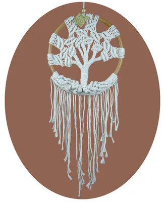 Image de Attrape-rêves Dreamcatcher Arbre de vie Rêves Carillon Cadeau Déco Suspendu blanc 28 x 80 cm
