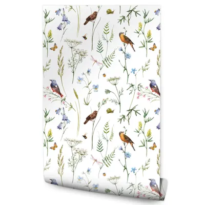 Produktbild von 10m VLIES Tapeten Rollen VÖGEL Blumen Blätter Insekten Natur Moderne Muster Esszimmer Wohnzimmer Schlafzimmer