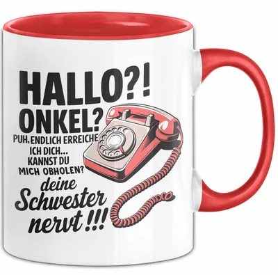 Produktbild von Onkel Sarkastisch Sarkasmus Tasse Geschenk Lustige Geschenkidee Spruch Hallo Onkel (Rot)