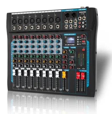 Productafbeelding van 8-kanaals audiomixer, geluidsbordmixer, 16 DSP-effect audio-interface