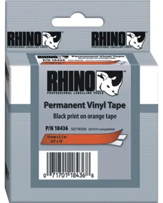 Produktbild von DYMO Rhino-Industrie-Vinyletiketten | 12 mm x 5,5 m | schwarz auf orange | selbstklebendes Schriftband | für Rhino und LabelManager Beschriftungsgerät, D1, Vinyl, Belgien, 5,5 m, 1 Stück(e), 34 mm