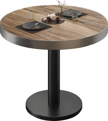 Produktbild von BN | Bistrotisch | Ø:H 70 x 72 cm | Edelstahl Rand | Sheesham / Schwarz | Rund | Bistrotisch Tisch