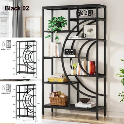 Image de Étagère industrielle - Étagère sur pied à 5 niveaux - Modèle autonome - env. 30 x 95 x 175 cm - Métal et panneaux en bois - Style rétro antique - Noir Black 02