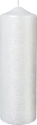 Produktbild von Stumpen Kerze geriffelt Perlmutt gelackt 25 x 8 cm, Kerze zum verzieren von Anlasskerzen, Taufkerzen, Hochzeitskerzen