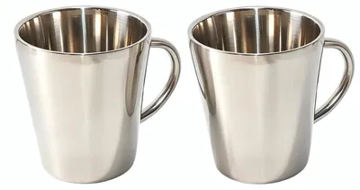 Isolierbecher 2er-Pack 300 ml Edelstahl Silber