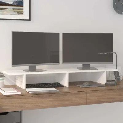 Obrázok produktu pre vidaXL Stojan na monitor biely 100x27x15 cm z masívneho borovicového dreva