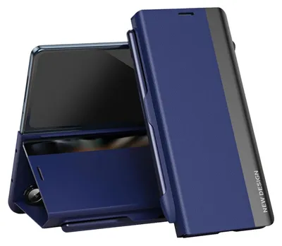 Immagine prodotto di Per Samsung Galaxy Z Fold7 5G Design Elettroplaccato Flip Cover Protettiva in Pelle finta Blu Scuro