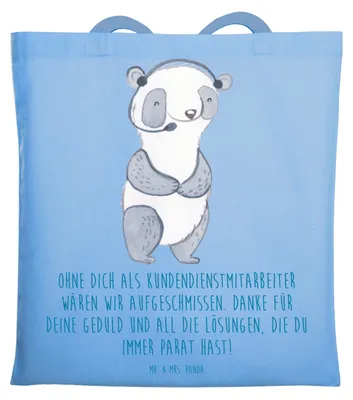 Produktbild von Mr. & Mrs. Panda Beutel Kundendienstmitarbeiter Held - Sky Blue - Geschenk, dokumententasche, Dankbarkeit, Aufmerksamkeit, Laptoptasche, Dankeschön, Tote Bag, Bedanken
