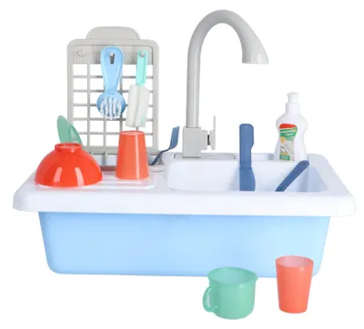 Produktbild von KiddyGo Spülbecken Spielzeug mit echtem Wasserhahn und Farbwechsel-Geschirr