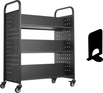 Produktbild von SucceBuy Bücherwagen Bibliothekswagen Abräumwagen 150kg 970x515x1225mm Schwarz