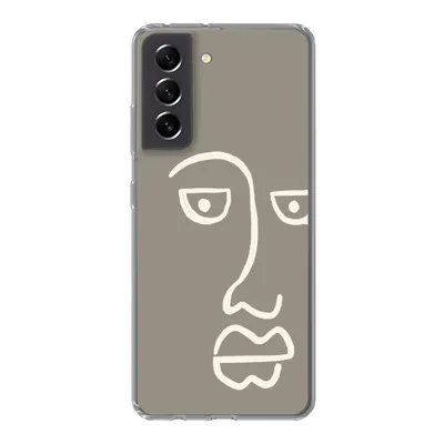 Produktbild von MuchoWow® Handyhülle Schutzhülle Hülle für Samsung Galaxy S21 FE Gesicht - Abstrakt - Strichzeichnung Silikon Softcase Handy Hülle - Mobiltelefonhülle