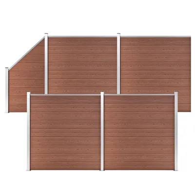 Image de Ensemble de clôture WPC 4 Carré + 1 Incliné 792 x 186 cm Marron