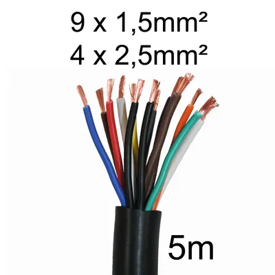 Produktbild von Elektrokabel 5m - 13-adrig - 9 x 1,5mm + 4 x 2,5mm - Schwachstrom Kabel für KFZ