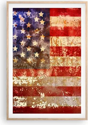 Produktbild von Gerahmtes Poster - Rahmen in heller Eiche - Amerika Flagge national patriotisch - 61x91,5 cm - Wand Bild - Wanddeko - Wandbilder - Wandposter - Bilderrahmen - Bilder - Kunstdruck - P2NPA61x91-3084