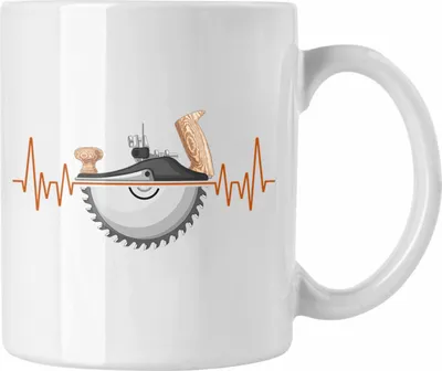 Produktbild von Trendation - Tischler Herzschlag Tasse Geschenk für Holzarbeiter Hobby Geschenkidee (Weiß)