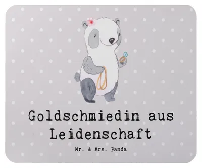 Produktbild von Mr. & Mrs. Panda Mousepad Goldschmiedin Leidenschaft - Grau Pastell - Geschenk, computer, laptop, Witzig, Schmuckgeschäft, Lustig, Eröffnung, gummi mauspad, Juwelierin