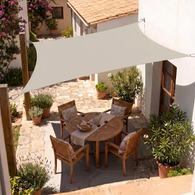 Produktbild von Sonnensegel Balkon 160g/m² Polyester UV Schutz Sonnenschutz Terrasse Garten Rechteckig, Taupe 2 x 3 m