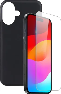 Obrázek produktu pro Pro Apple iPhone 17 silikonové TPU ochranné pouzdro na mobilní telefon černé + 0,26mm 9H tvrzené sklo