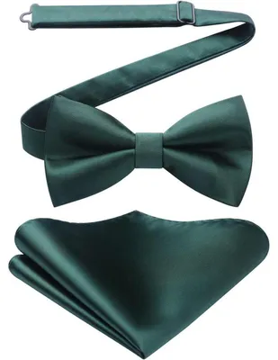 Produktbild von Fliege mit Einstecktuch Set Herren vorgebunden grün Polyester-Seide verstellbar