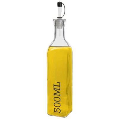 Produktbild von EXCELLENT HOUSEWARE Ölflasche + Flaschenausgießer mit Klappe Ölspender für Olivenöl oder Essig 500 ml