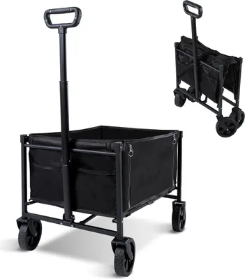 Produktbild von Bettizia Bollerwagen Faltbar Gartenwagen Handwagen für Einkaufen, Camping Garten mit klappbarer Seitenwand bis 80 kg