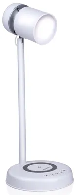 Productafbeelding van Grundig bureaulamp LED 3-in-1 - Qi-technologie - draadloze oplader voor mobiele telefoons - Bluetooth-luidspreker - 4 voetjes - wit