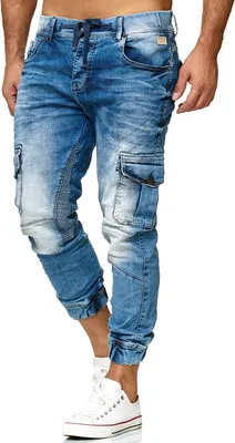 Produktbild von Red Bridge Herren Jogger Denim Jeanshose Cargo Hose Narrow Leg Jeans schmales Bein Schwarz W34 L34