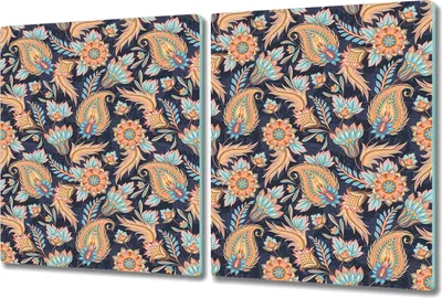 Produktbild von Glas Schneidebrett Herdabdeckplatten Schneideplatten - 2x 40x52 cm - Paisley blau