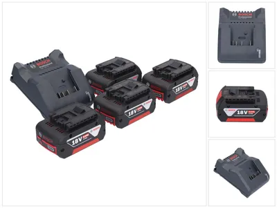 Zdjęcie produktu dla Ładowarka Bosch GAL 18V-20 10,8 - 18 V 2 A ( 2607226281 ) + 4x akumulator GBA 18 V 5,0 Ah ( 4x 2607337069 )