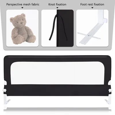 Produktbild von 3 Seite 180cm Bettgitter Bettschutzgitter für Kleinkinder Babys und Kinder,Höhenverstellbar 70cm hoch (schwarz 200cm 2 Seite+180cm 1 Seite)