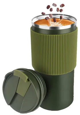 Produktbild von Thermobecher – Isolierbecher, Kaffeebecher für unterwegs, 450 ml, auslaufsicherer Reisebecher mit Deckel