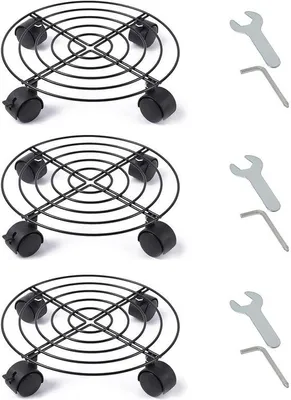 Immagine prodotto di Carrello da giardino con ruote rotonde - 3 pezzi - Nero - Metallo - 30 cm