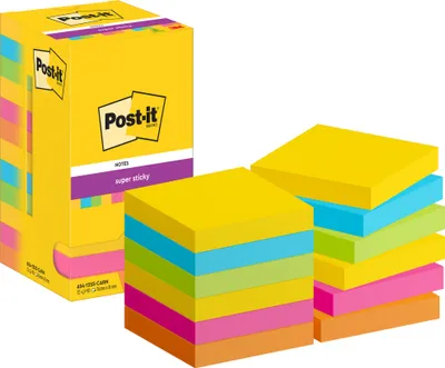 Produktbild von Post-It 7100244585, Quadratisch, Blau, Grün, Orange, Pink, Gelb, Papier, PEFC, 76 mm, 76 mm