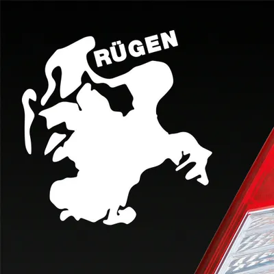 Produktbild von Auto Aufkleber Rügen Spaß Insel Deutschland Urlaub 10x9 cm Weiss Matt Sticker Heckscheibenaufkleber