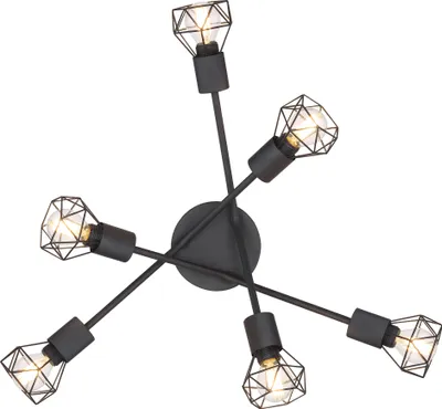 Produktbild von Globo Lighting Deckenleuchte Metall schwarz, 6x E14