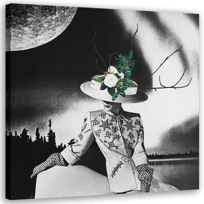 Produktbild von Leinwandbild Frau Bild Kunstdruck schwarz-weiß 40x40 cm
