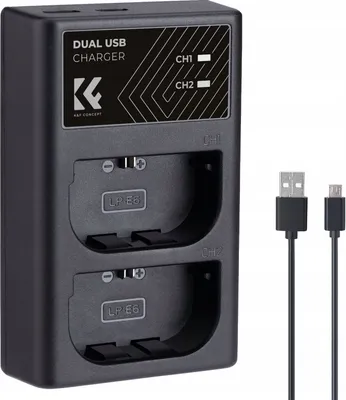 Zdjęcie produktu dla Podwójna Ładowarka USB do LP-E6 N NH Canon EOS R5 R6 R 5D 90D 6D 7D 80D K&F / KF28.0007