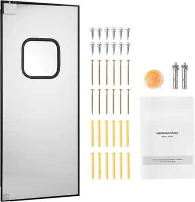 Immagine prodotto di Porta a battente in acciaio inox a pannello singolo 917x78x2133mm - Porta con ferramenta e accessori - Accessori per porte in acciaio inox