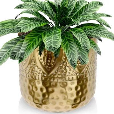 Zdjęcie produktu dla Osłonka na doniczkę metalowa złota 19x18 cm