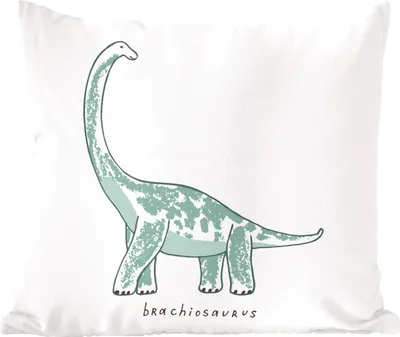 Produktbild von MuchoWow® Zierkissen Sofakissen Wohnzimmer Dekokissen 40x40 cm Kinderzimmer - Dinosaurier - Brachiosaurus - Junge - Mädchen - Kinder - Foto Kissen - Schlafzimmer Dekoration